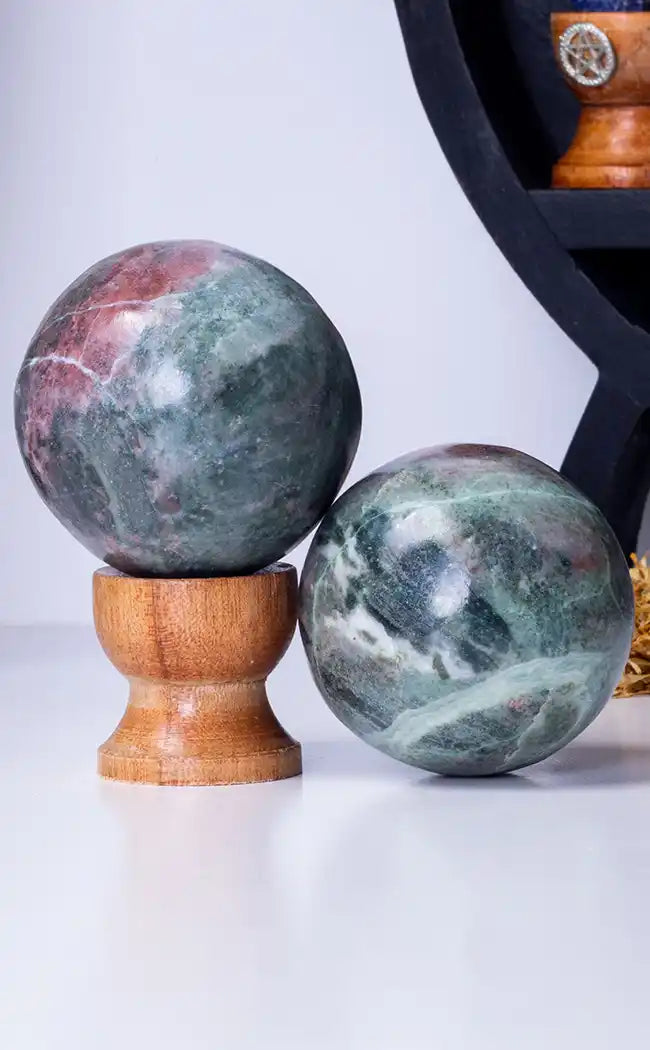 Green and Pink Marbled Calcite Spheres-Crystals-Tragic Beautiful