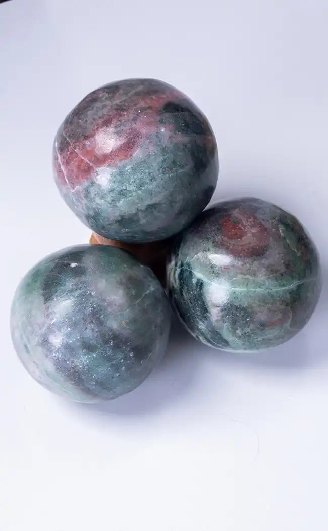 Green and Pink Marbled Calcite Spheres-Crystals-Tragic Beautiful