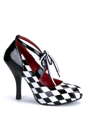 HARLEQUIN-03 Black White Checkers Heels-Funtasma-Tragic Beautiful