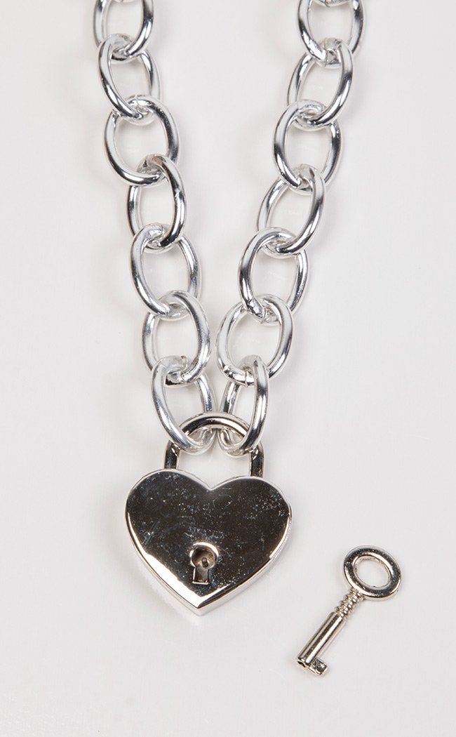 Heartbreaker Padlock Necklace-Cold Black Heart-Tragic Beautiful