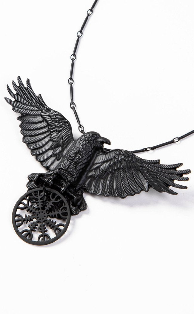 Helm of Awe Raven Pendant-Restyle-Tragic Beautiful