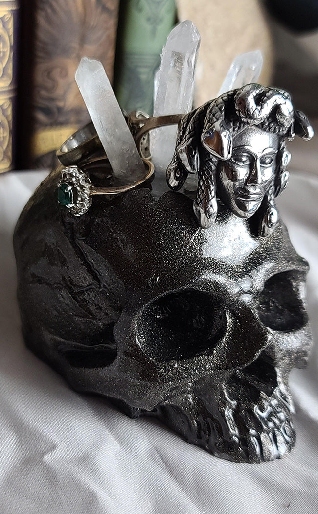 Holographic Skull Ring Holder | Black-Curio Resins-Tragic Beautiful