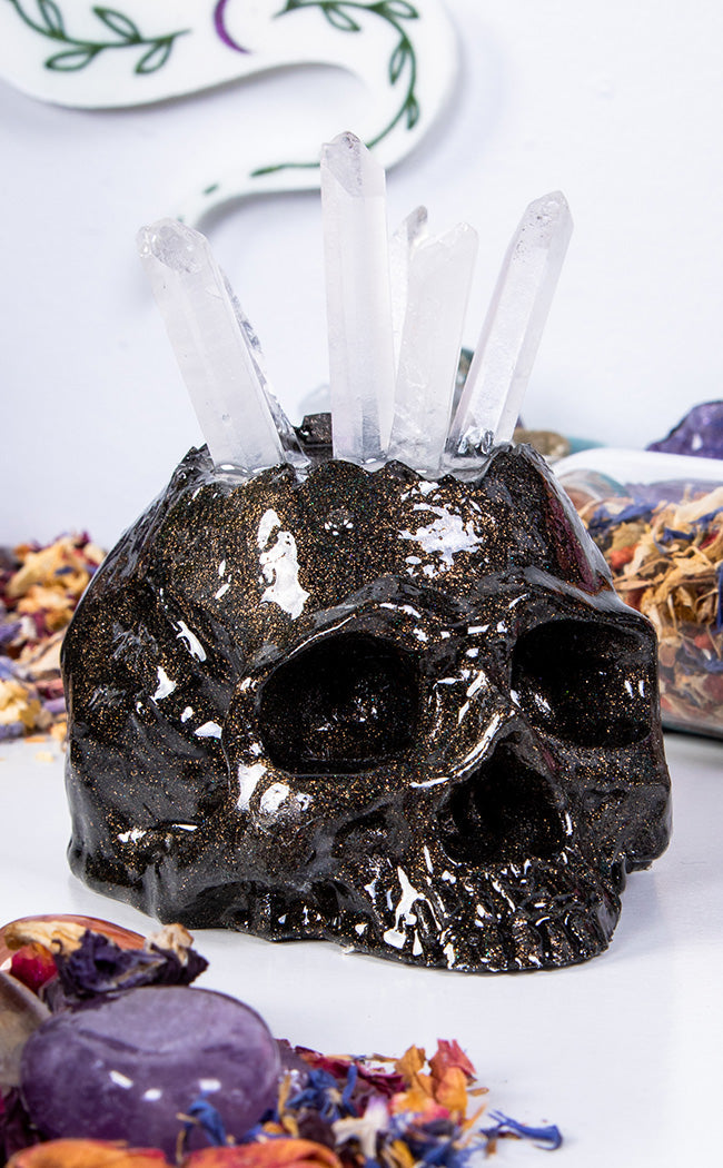 Holographic Skull Ring Holder | Black-Curio Resins-Tragic Beautiful