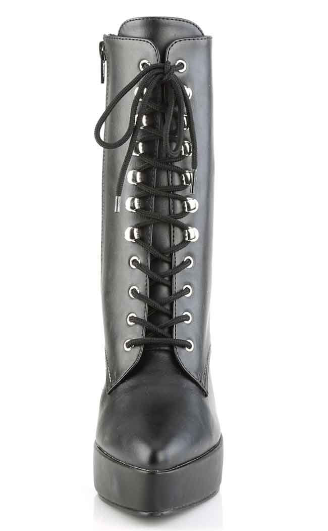 INDULGE-1020 Black Matte Ankle Boots-Devious-Tragic Beautiful