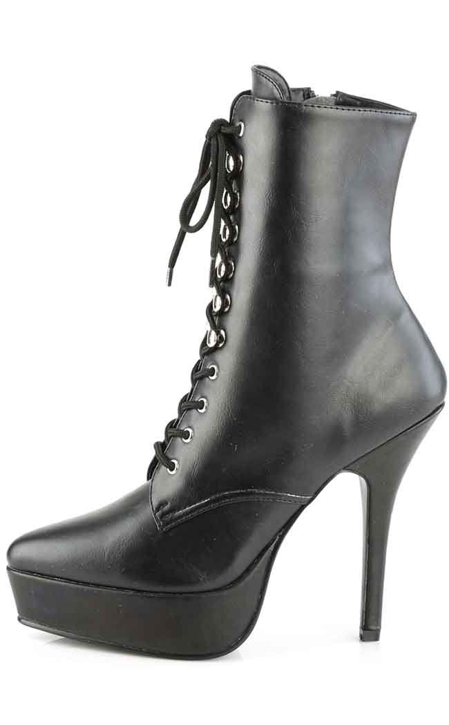 INDULGE-1020 Black Matte Ankle Boots-Devious-Tragic Beautiful