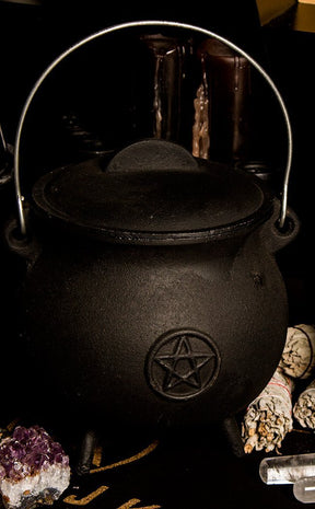 Jumbo Cast Iron Pentacle Cauldron-Cauldrons-Tragic Beautiful