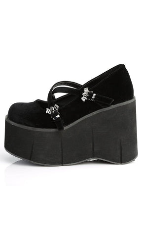 KERA-10 Black Velvet Platform Shoes-Demonia-Tragic Beautiful