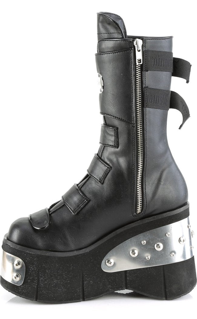 KERA-108 Black Platform Plated Wedge Boots-Demonia-Tragic Beautiful