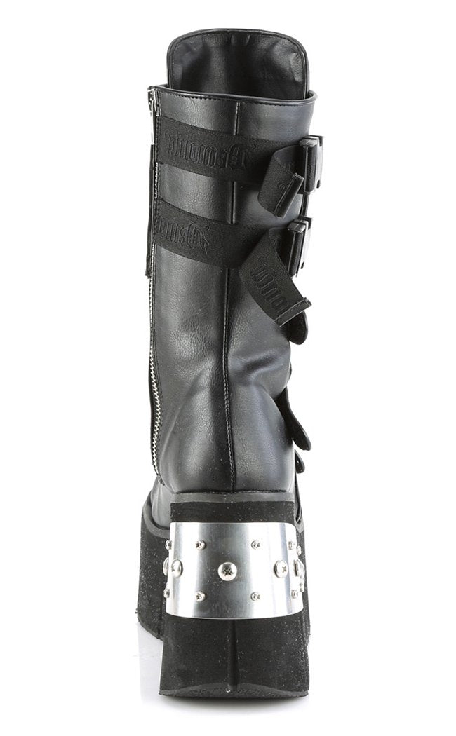 KERA-108 Black Platform Plated Wedge Boots-Demonia-Tragic Beautiful