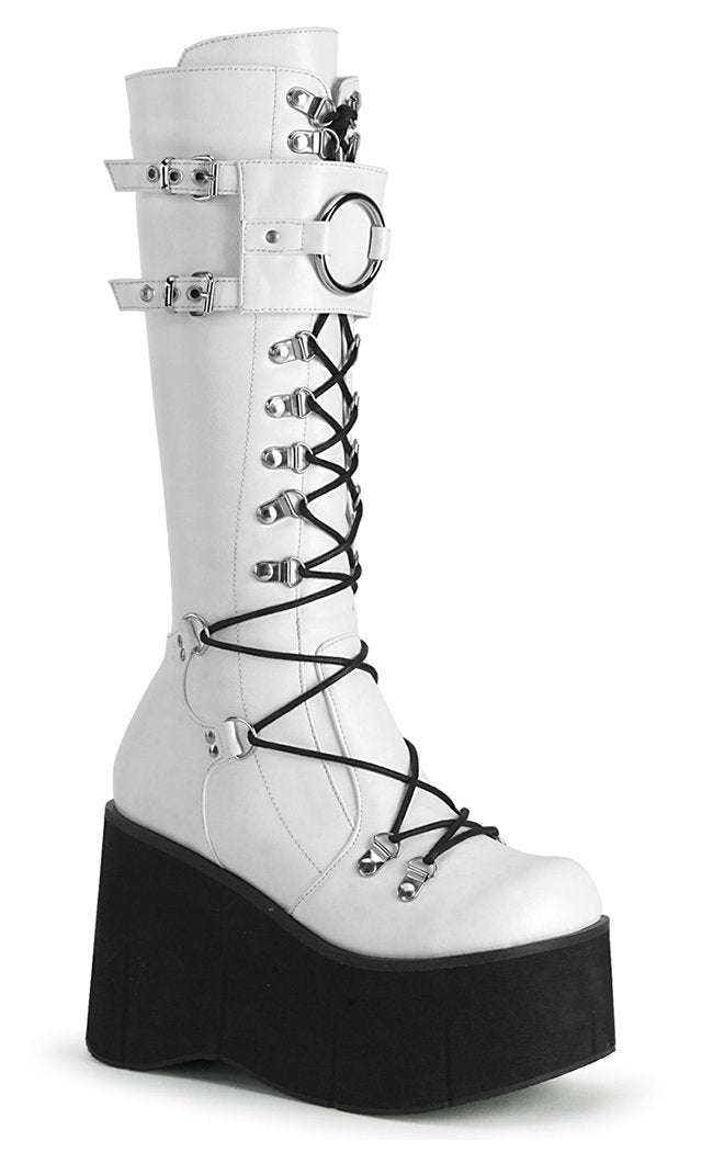 Kera-200 White Platform Boots (Au Stock)-Demonia-Tragic Beautiful