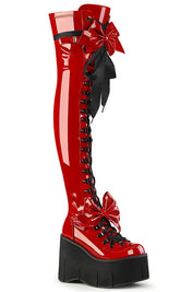 KERA-303 Red Patent Thigh High Platform Boots-Demonia-Tragic Beautiful