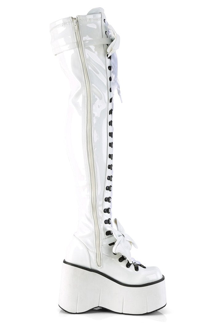 KERA-303 White Patent Thigh High Platform Boots-Demonia-Tragic Beautiful