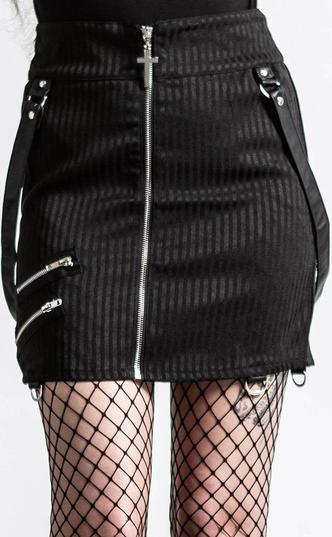 Katy Coffin Mini Skirt | Pinstripe-Killstar-Tragic Beautiful