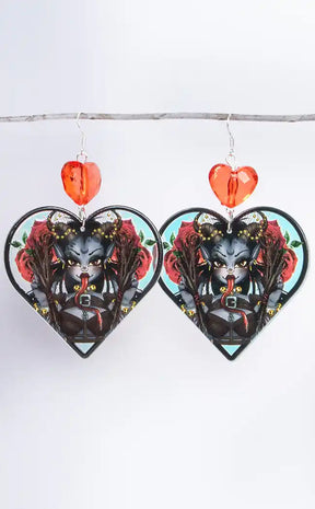 Krampus Holographic Earrings-Rose Demon-Tragic Beautiful
