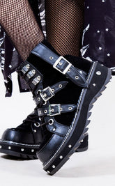 Lilith-278 Black Vegan Leather/Suede Boots-Demonia-Tragic Beautiful