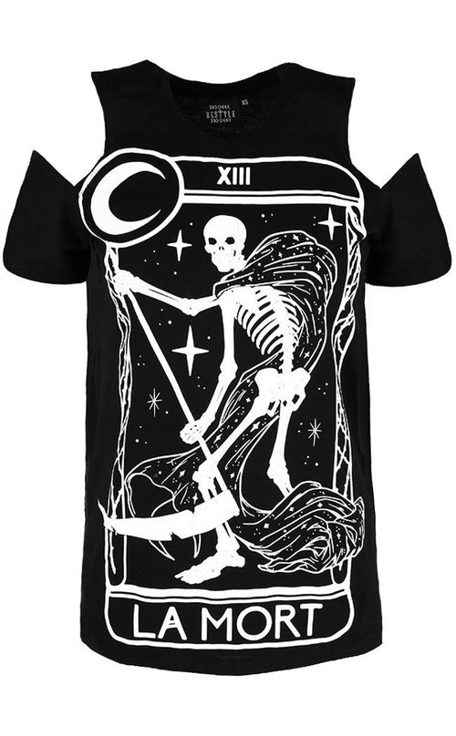 Restyle La Morte Cold Shoulder T-shirt | Gohic Clothing & Accessories