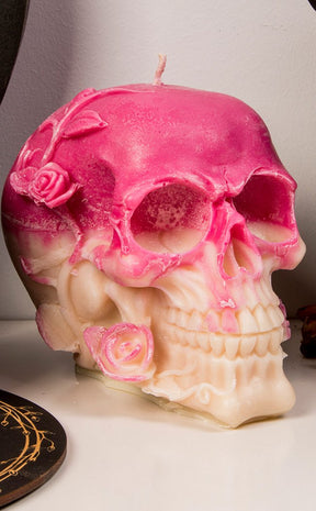 Large Floral Skull Candle | Patchouli-Luna Moth-Tragic Beautiful