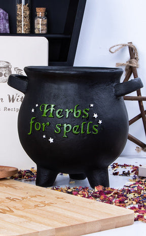 Large Herbs For Spells Cauldron Plant Pot-Homewares-Tragic Beautiful