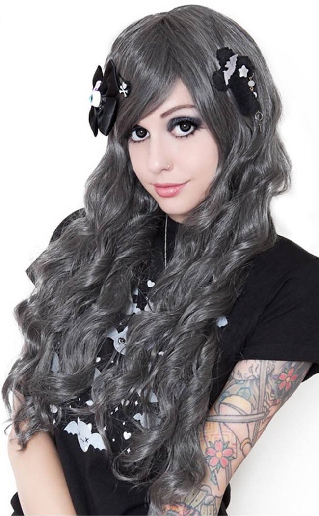 Lily Long Grey & Silver Wavy Wig-Rockstar Wigs-Tragic Beautiful