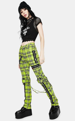 Lime Tartan Bondage Pants-Tripp NYC-Tragic Beautiful