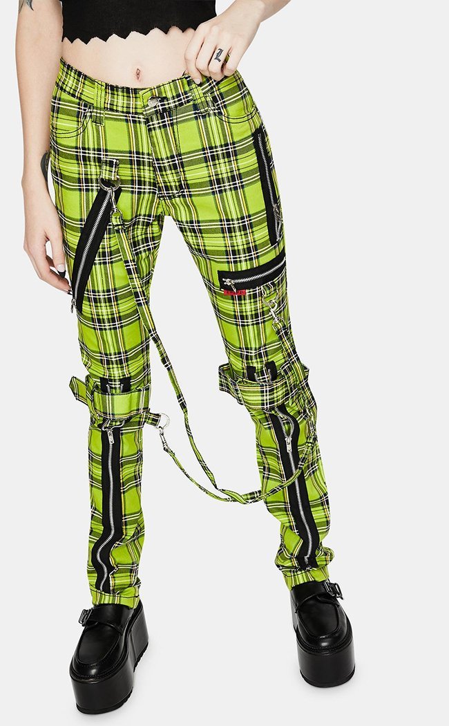 Lime Tartan Bondage Pants-Tripp NYC-Tragic Beautiful