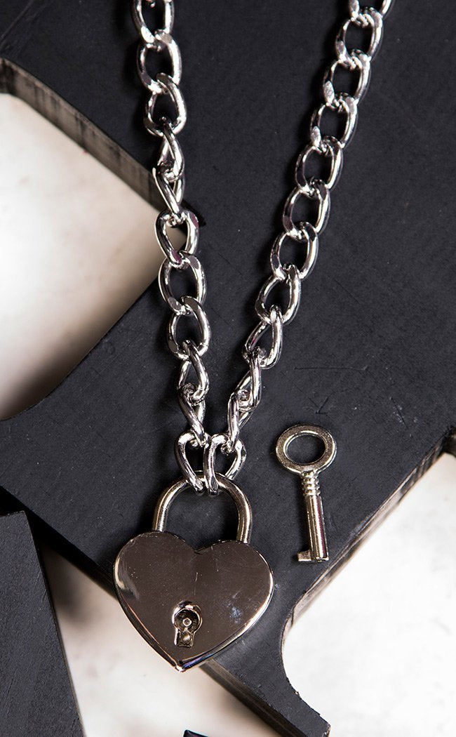 Lock in My Love Necklace-Cold Black Heart-Tragic Beautiful