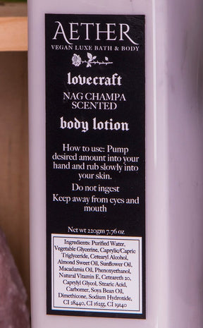 Lovecraft Nag Champa Scented Black Body Lotion-Aether-Tragic Beautiful