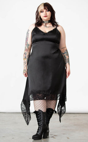 Loya Satin Maxi Dress [Plus-Size]-Killstar-Tragic Beautiful