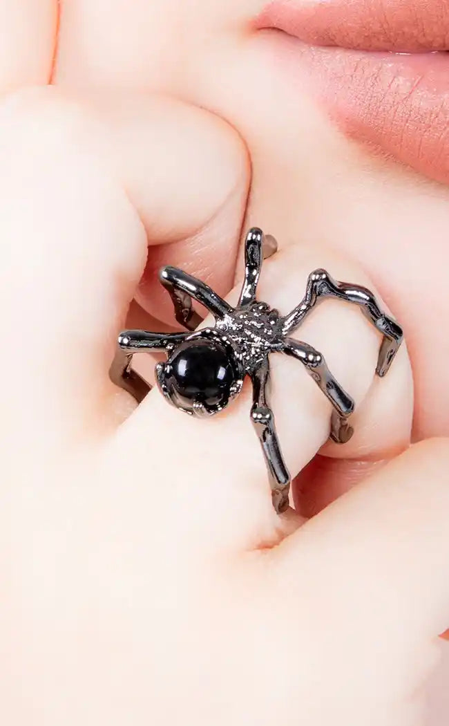 Lullaby Crystal Spider Ring-Gothic Jewellery-Tragic Beautiful