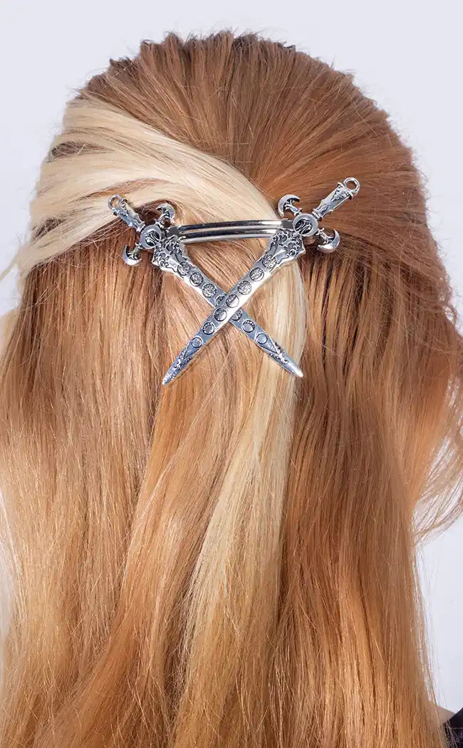Lunar Goddess Swords Hair Clip-Gothic Jewellery-Tragic Beautiful