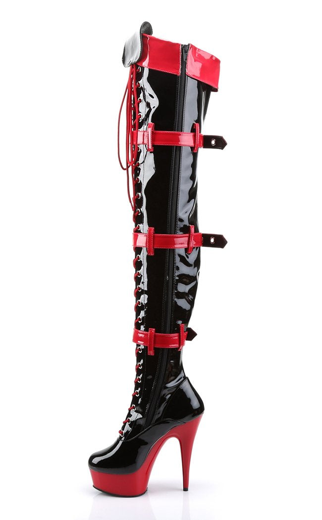 MEDIC-3028 Black Red Patent Nurse Boots-Funtasma-Tragic Beautiful