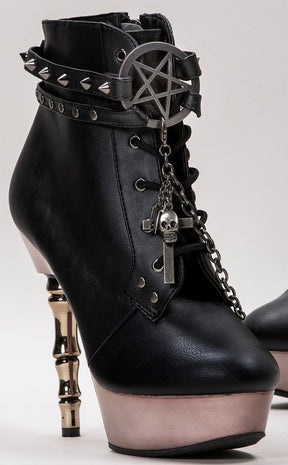 MUERTO-1001 Black & Pewter Steampunk Boots-Demonia-Tragic Beautiful