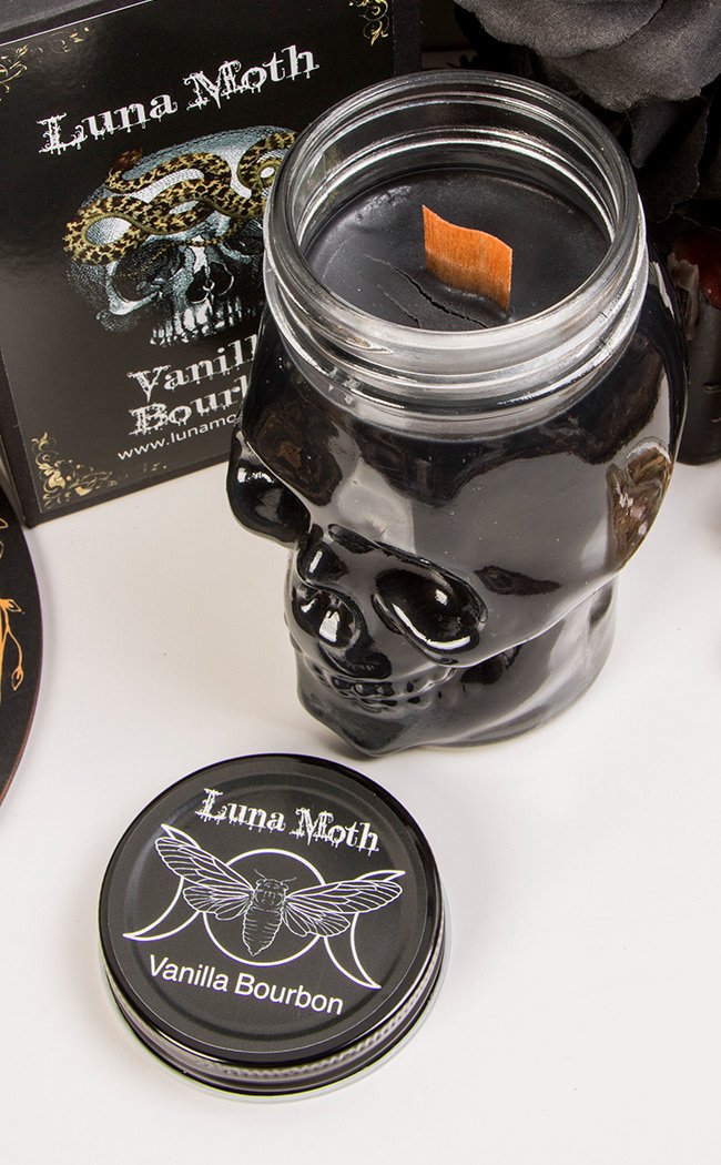 Mason Skull Jar Candle | Vanilla Bourbon-Luna Moth-Tragic Beautiful