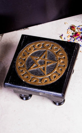 Mini Altar Table Stand | Black Pentagram-TB-Tragic Beautiful