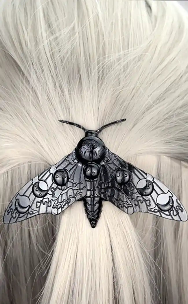 Moon Phase Moth Hair Clip-Gothic Jewellery-Tragic Beautiful