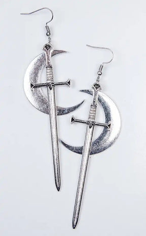 Moon & Swords Earrings-Gothic Jewellery-Tragic Beautiful