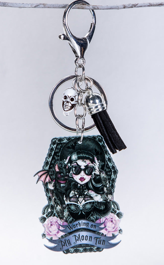 Moon Tan Keychain | Rose Demon Art | Goth Jewellery Australia