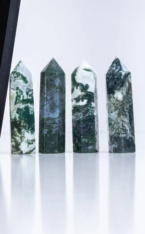 Moss Agate Tower Points-Crystals-Tragic Beautiful