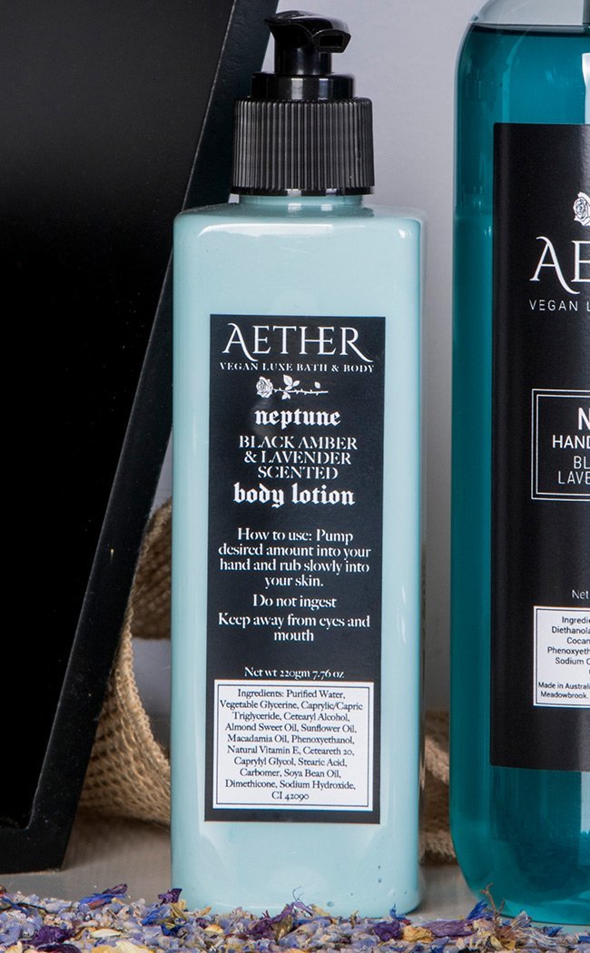 Neptune Black Amber & Lavender Scented Navy Blue Lotion-Aether-Tragic Beautiful
