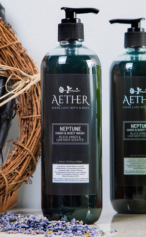 Neptune Black Amber & Lavender Scented Navy Blue Body Wash-Aether-Tragic Beautiful