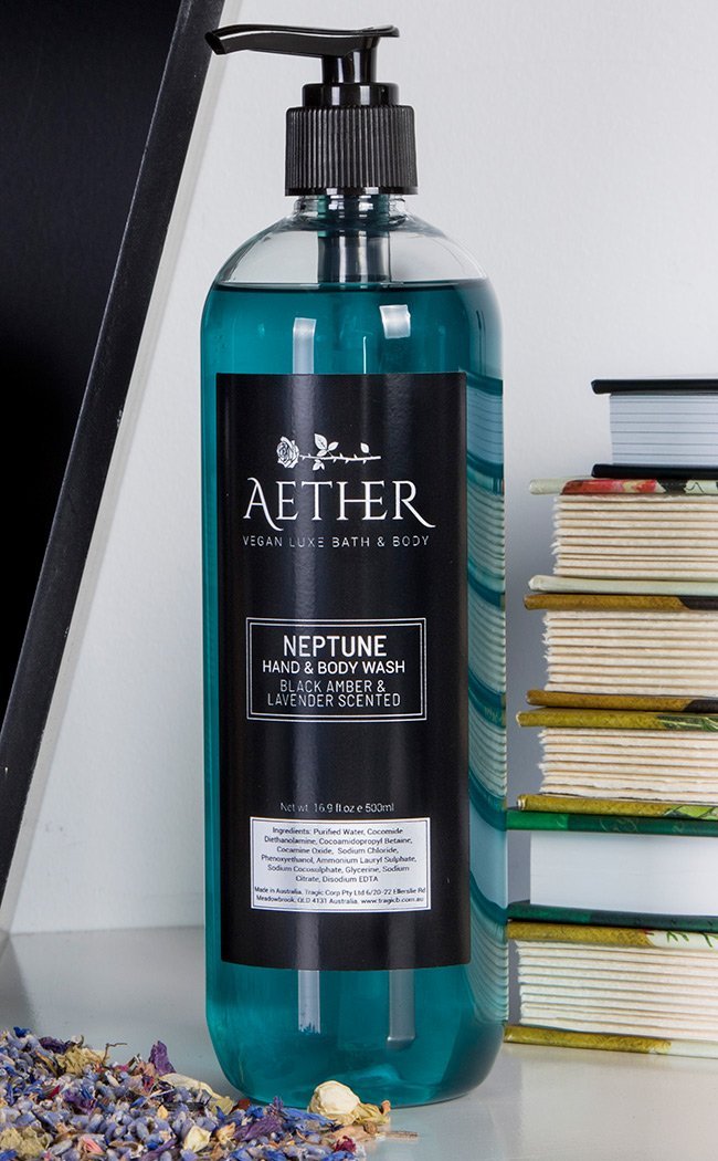 Neptune Black Amber & Lavender Scented Navy Blue Body Wash-Aether-Tragic Beautiful
