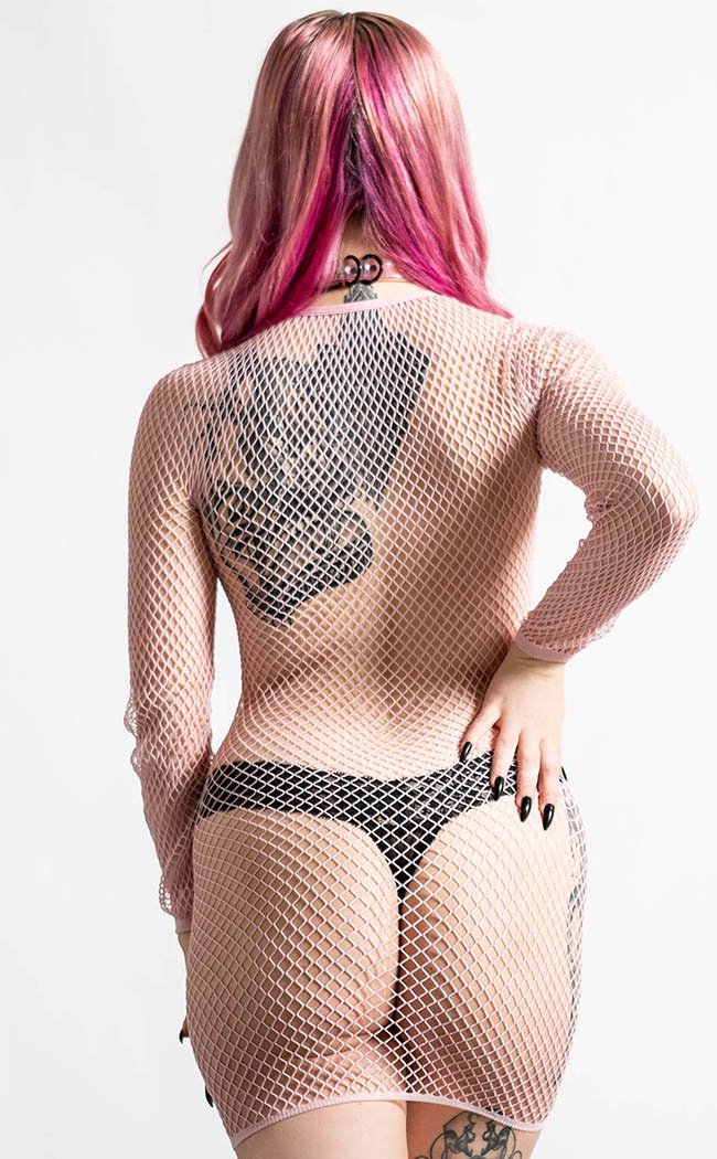 Nicole Fishnet Bodycon | Pastel Pink-Killstar-Tragic Beautiful