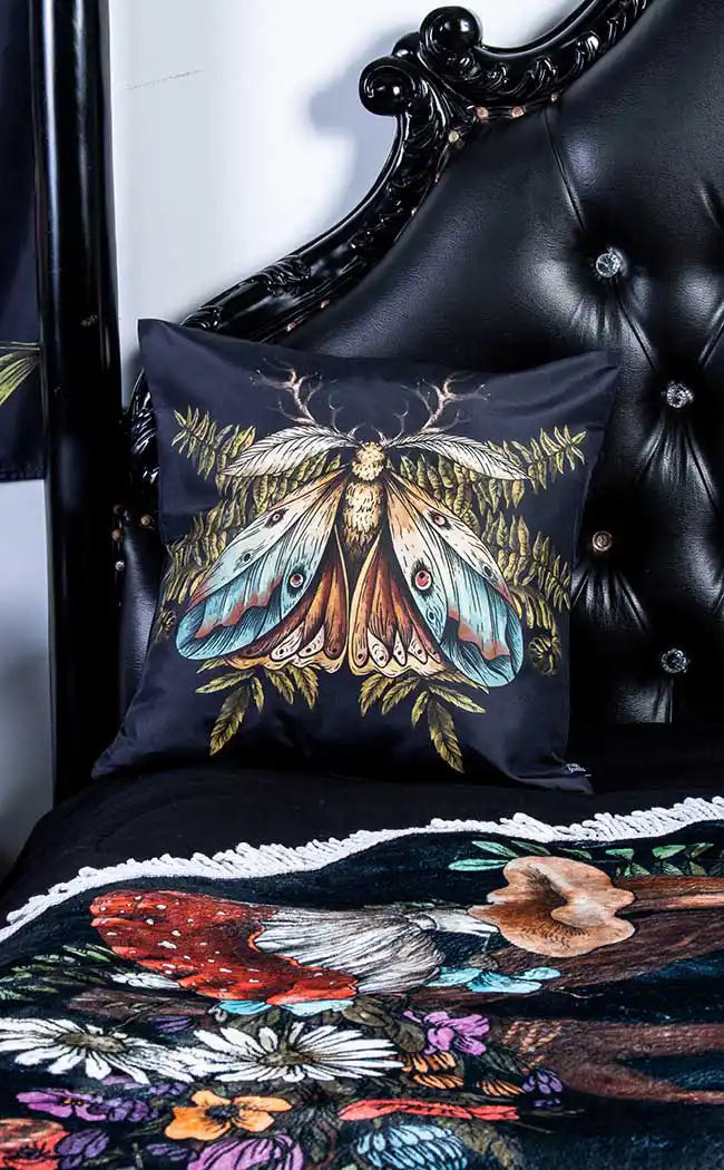 Night Moth Cushion Cover | Hedge Witch Cottage-The Haunted Mansion-Tragic Beautiful