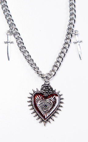 Not So Sacred Necklace-Cold Black Heart-Tragic Beautiful