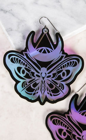 Obsidian Luna Moth Earrings-Drop Dead Gorgeous-Tragic Beautiful