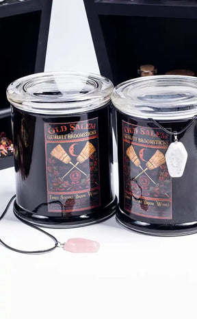 Old Salem Candle with Coffin Crystal Necklace-Drop Dead Gorgeous-Tragic Beautiful