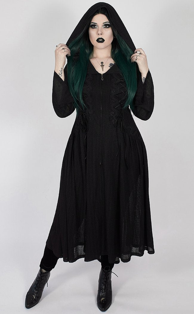 Oleander Long Coat | Black | Plus Size-Punk Rave-Tragic Beautiful