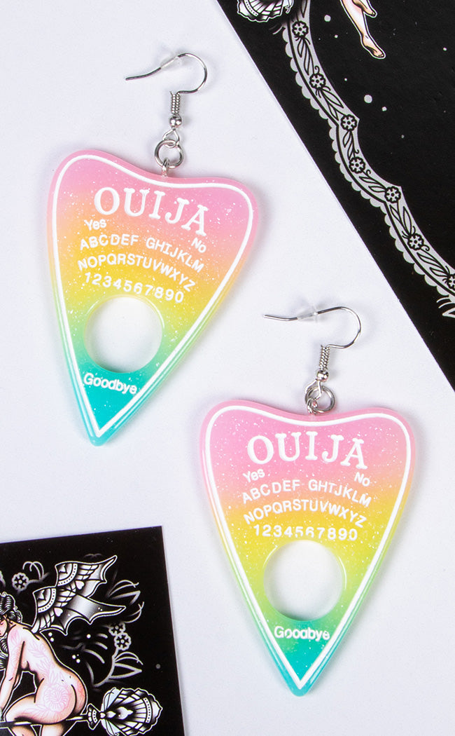 Ouija Planchette Earrings | Pastel Rainbow-Drop Dead Gorgeous-Tragic Beautiful