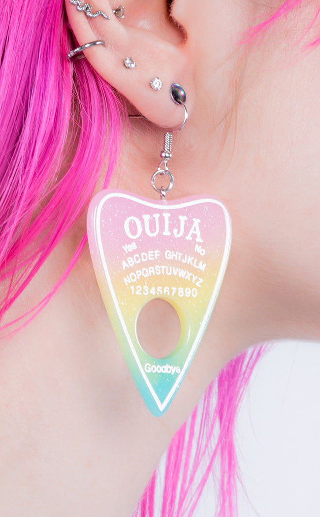 Ouija Planchette Earrings | Pastel Rainbow-Drop Dead Gorgeous-Tragic Beautiful
