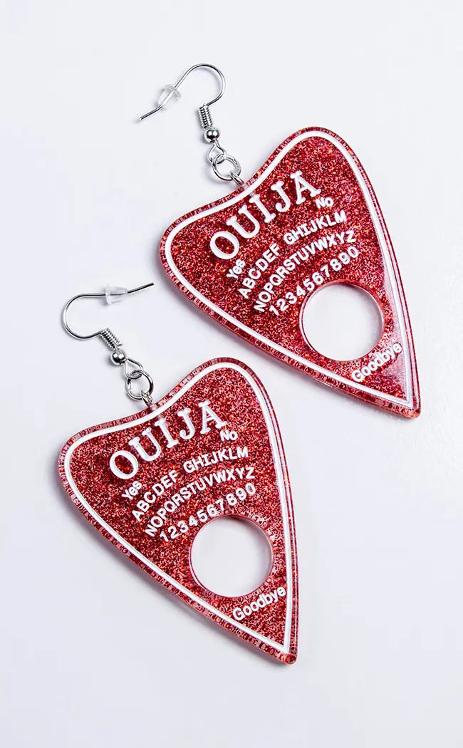 Ouija Planchette Earrings | Redrum Sparkle-Drop Dead Gorgeous-Tragic Beautiful
